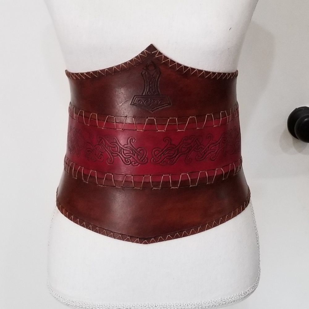 Custom leather waist cincher, wide belt, corset
